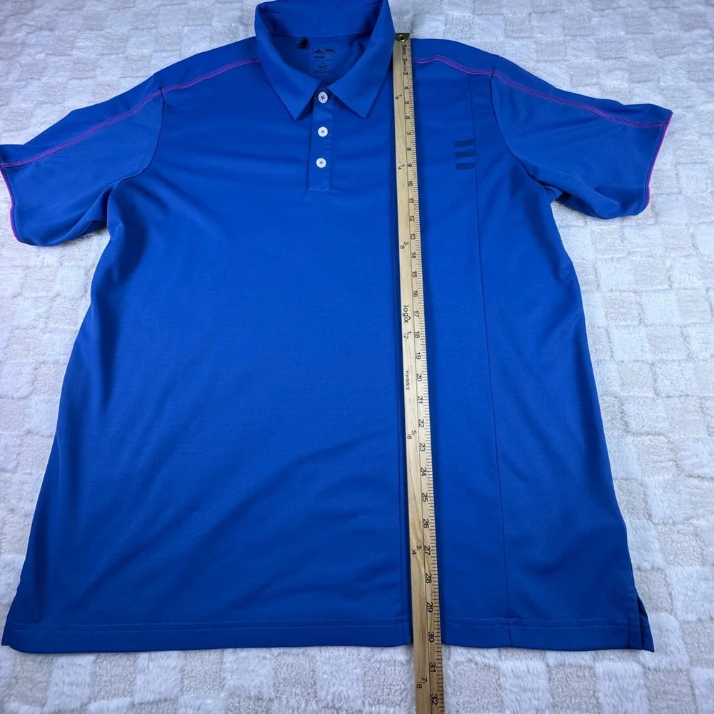 Adidas Golf ClimaLite Polo Shirt‎ Men's XL Blue Purple Trim Athletic